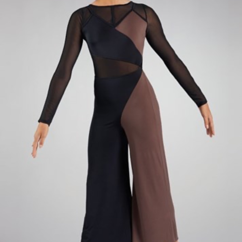 Weissman Elite All We Got Mocha Colorblock Culotte Jumpsuit Sz XSA Dance Costume